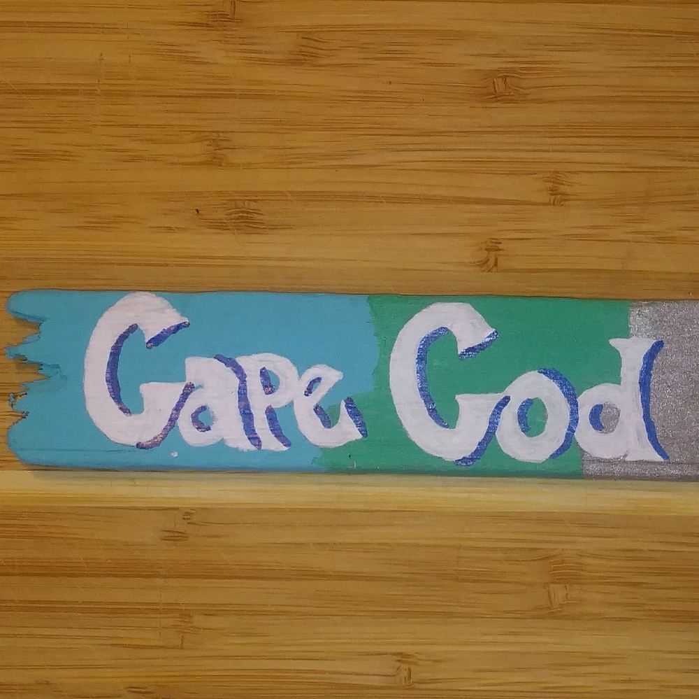 Hand painted driftwood- straight from Cape Cod!